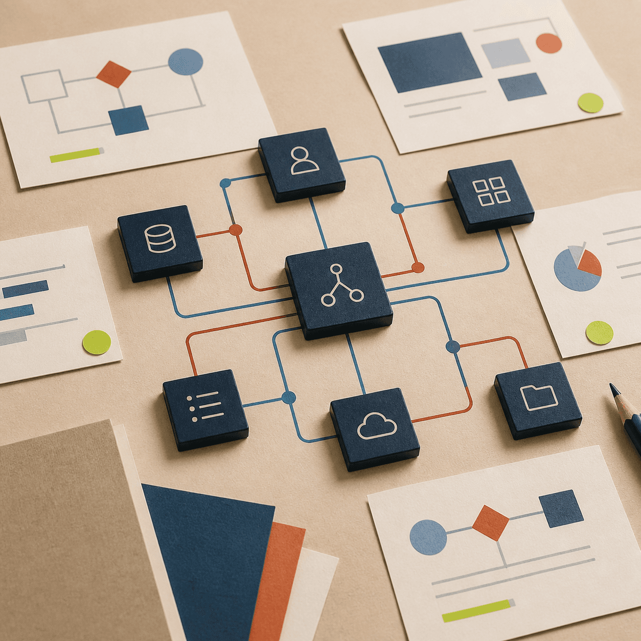 Editorial workflow visual for cloud migration and business systems integration
